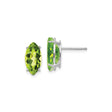 14k White Gold Marquise Peridot Stud Earrings, Minimalist Prong Setting for Women