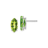14k White Gold Marquise Peridot Stud Earrings, Minimalist Prong Setting for Women