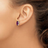 14k White Gold Marquise Rhodolite Garnet Stud Earrings, Modern Fine Jewelry for Women