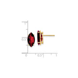 14k Yellow Gold Garnet Stud Earrings, Marquise Cut, Four Prong Setting, January Birthstone Jewelry