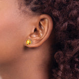 14k Yellow Gold Cushion Cut Citrine Stud Earrings, Classic November Birthstone Jewelry