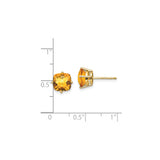 14k Yellow Gold Cushion Cut Citrine Stud Earrings, Classic November Birthstone Jewelry