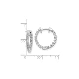 14k White Gold Diamond Hoop Earrings with Prong Set Stones, Classic Round Design for Women