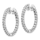 14k White Gold Hoop Earrings with Prong Set Round Cut Diamonds in Full Circle Design