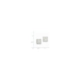 14k White Gold Diamond Stud Earrings, Square Grid Design, Minimalist Modern Style