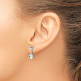 14k White Gold Dangle Earrings with Tapered Baguette and Pear-Shaped Aquamarine