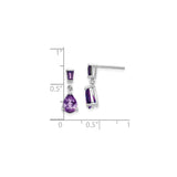 14k White Gold Dangle Earrings with Amethyst Baguette and Pear Cut Gemstones