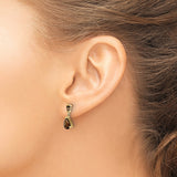 14k Yellow Gold Dangle Earrings with Smoky Quartz Teardrops, Geometric Modern Design