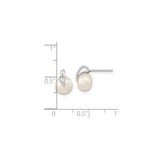14k White Gold Stud Earrings with Cultured Freshwater Pearls, Modern Minimalist Design