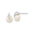 14k White Gold Stud Earrings with Cultured Freshwater Pearls, Modern Minimalist Design