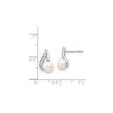 14k White Gold Stud Earrings with Cultured Freshwater Pearls and Diamond Accents