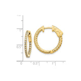 14K Yellow Gold Rope Hoop Earrings With Cubic Zirconia