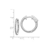 14k White Gold Hoop Earrings with Diamond Cut Texture, Polished Finish, Latch Back Closure
