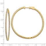 14k Yellow Gold Inside Out Hoop Earrings With Pave CZ