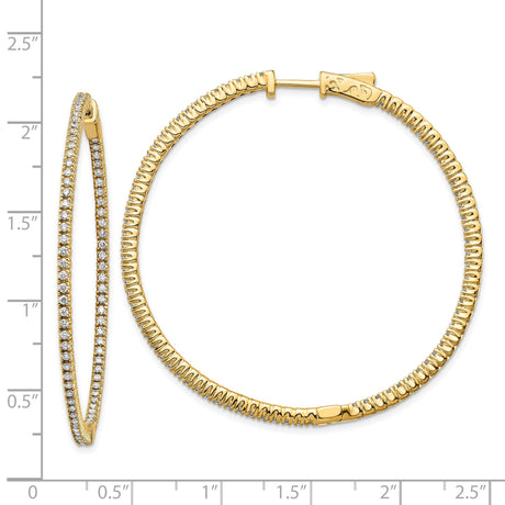14k Yellow Gold Inside Out Hoop Earrings With Pave CZ