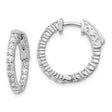 14k White Gold Diamond Hoop Earrings, Inside Out Channel Set Round Cut Design for Women