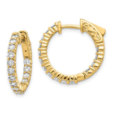 14k Yellow Gold Hoop Earrings with Diamond Cut Finish and Scroll Design