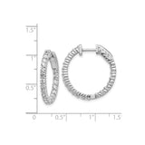 14k White Gold Diamond Hoop Earrings, Round Cut Full Eternity Design for Women