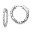 14k White Gold Hoop Earrings with Diamond Cut Design and Crisscross Scrollwork Pattern