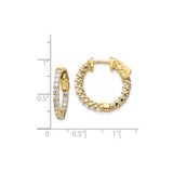 14k Yellow Gold Hoop Earrings with Round Cut Cubic Zirconia, Inside-Out Lattice Design