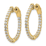 14k Yellow Gold Hoop Earrings with Cubic Zirconia, Inside-Out Design, Filigree Lattice Back