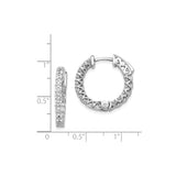14k White Gold Hoop Earrings with Diamond Accents, Crossover Lattice Design