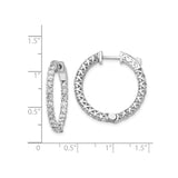 14k White Gold Diamond Hoop Earrings with Inside-Out Design and Filigree Lattice Pattern