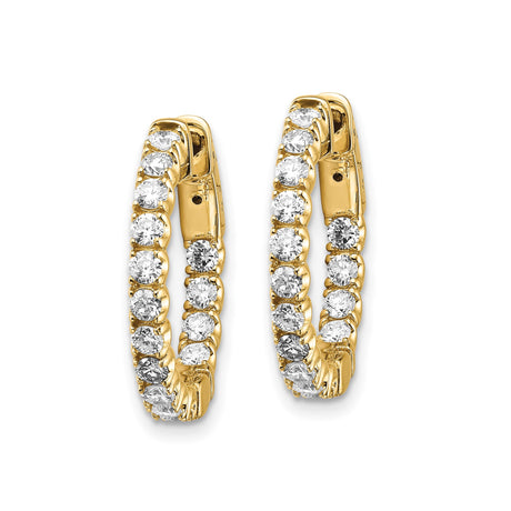 14k Yellow Gold Hoop Earrings with Diamond Cut Finish and Cubic Zirconia Prong Setting