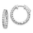 14k White Gold Hoop Earrings with Round Cubic Zirconia, Inner and Outer Sparkle Design