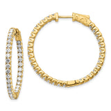 14k Yellow Gold Inside-Out Hoop Earrings with Diamond Accents, Classic Sparkle Design for Women