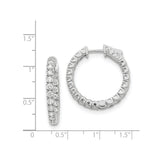14k White Gold Hoop Earrings with Round Cut Diamond, Classic Luxury Style for Women