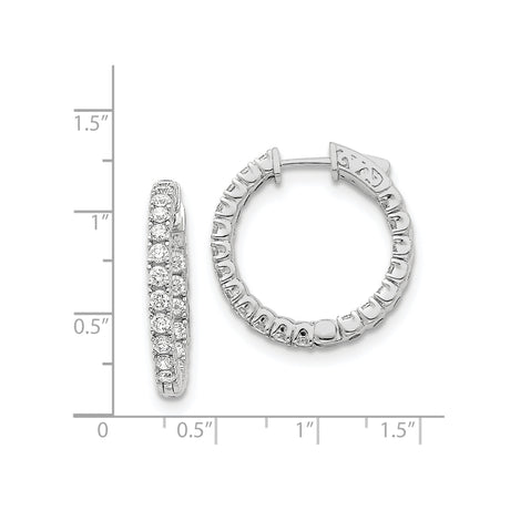 14k White Gold Hoop Earrings with Round Cut Diamond, Classic Luxury Style for Women