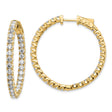 14k Yellow Gold Hoop Earrings with Round Cut Cubic Zirconia, Inside-Out Full Circle Design