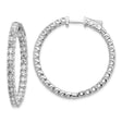 14k White Gold Hoop Earrings with Round Diamonds in Prong Setting