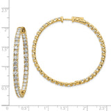 14k Yellow Gold Hoop Earrings with Round Prong Set Cubic Zirconia, Full Circle Design