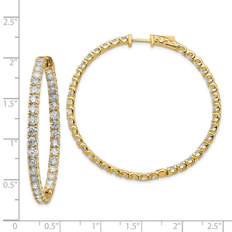 14k Yellow Gold Hoop Earrings with Round Prong Set Cubic Zirconia, Full Circle Design
