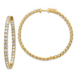 14k Yellow Gold Hoop Earrings with Round Prong Set Cubic Zirconia, Full Circle Design