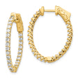 14k Yellow Gold Hoop Earrings with Diamond Accents, Prong Setting, Openwork Design