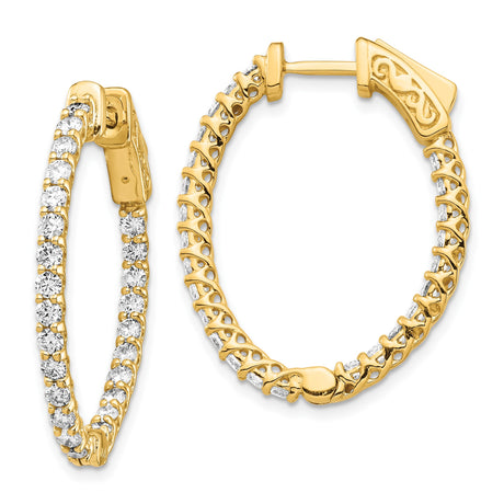 14k Yellow Gold Hoop Earrings with Diamond Accents, Prong Setting, Openwork Design