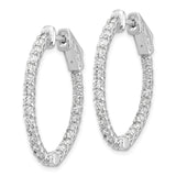 14k White Gold Hoop Earrings with Cubic Zirconia, Celtic Scroll Design for Women