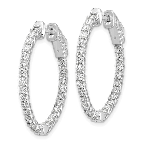 14k White Gold Hoop Earrings with Cubic Zirconia, Celtic Scroll Design for Women