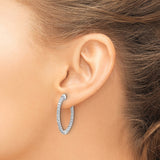 14k White Gold Hoop Earrings with Cubic Zirconia, Celtic Scroll Design for Women