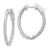 14k White Gold Hoop Earrings with Cubic Zirconia, Celtic Scroll Design for Women