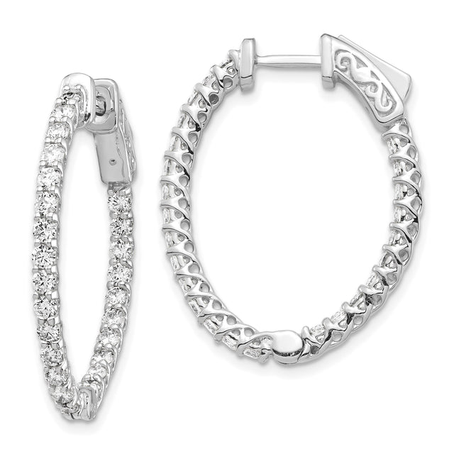 14k White Gold Hoop Earrings with Cubic Zirconia, Celtic Scroll Design for Women