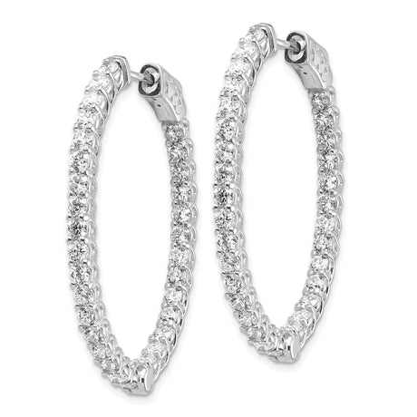 14k White Gold Hoop Earrings with Cubic Zirconia, Inside Outside Crisscross Design