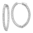 14k White Gold Hoop Earrings with Cubic Zirconia, Inside Outside Crisscross Design