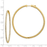 14k Yellow Gold Hoop Earrings with Diamonds, Large Round Cut Shared Prong Setting