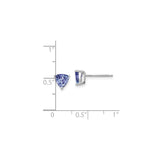 14k White Gold Stud Earrings with Triangle Cut Tanzanite, Modern Minimalist Design