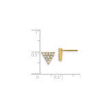 14k Yellow Gold Triangle Stud Earrings with Pave Cubic Zirconia, Minimalist Geometric Design