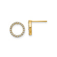 14k Yellow Gold Open Circle Stud Earrings with Diamond Accents, Minimalist Infinity Design